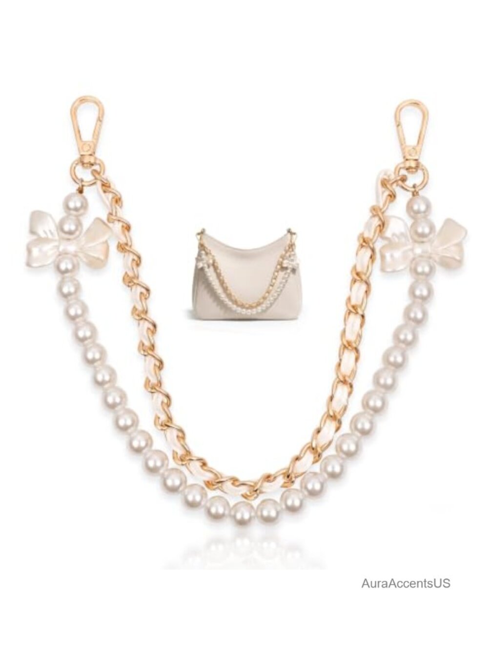 Pearl Purse Chain Decorative Handle Accent Bag Charm